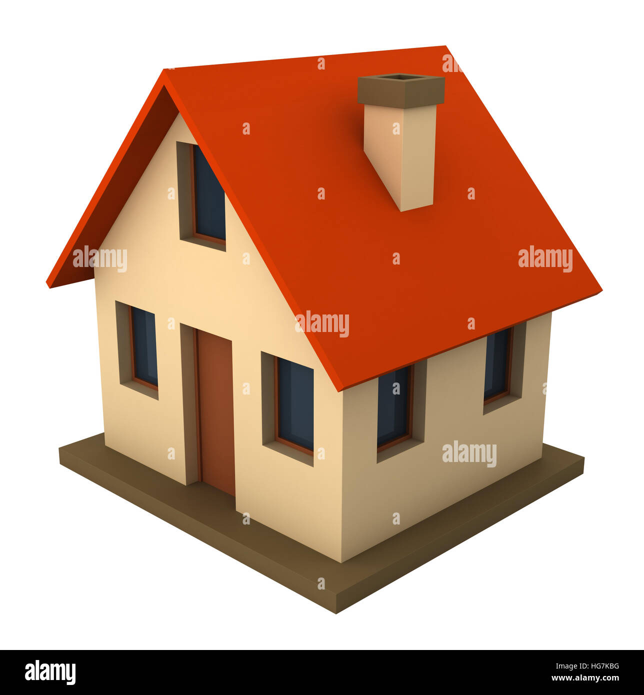 3D Render schematisch dargestellten Hütte isoliert auf weißem Hintergrund Stockfoto