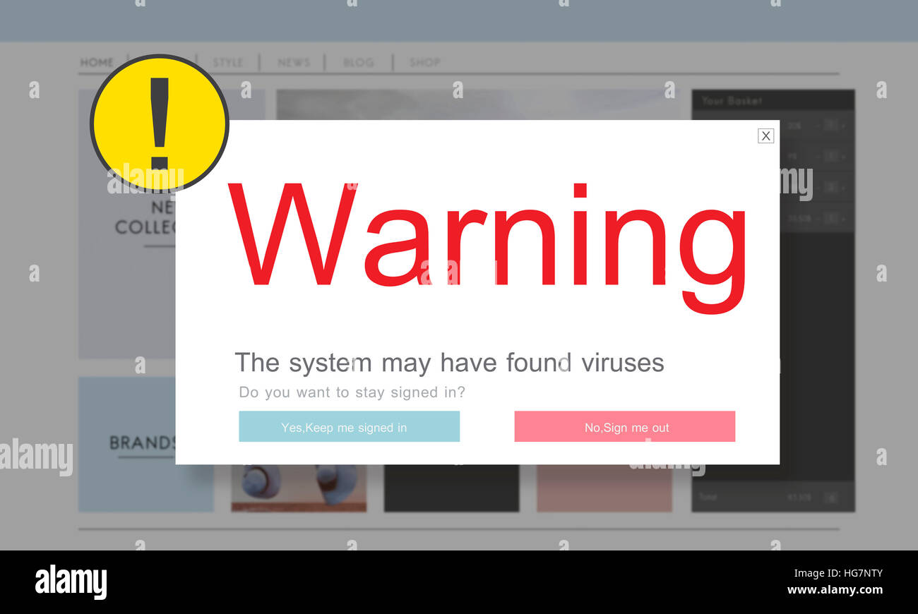 Ausrufezeichen Warnung Vorsicht Popup-Konzept Stockfoto