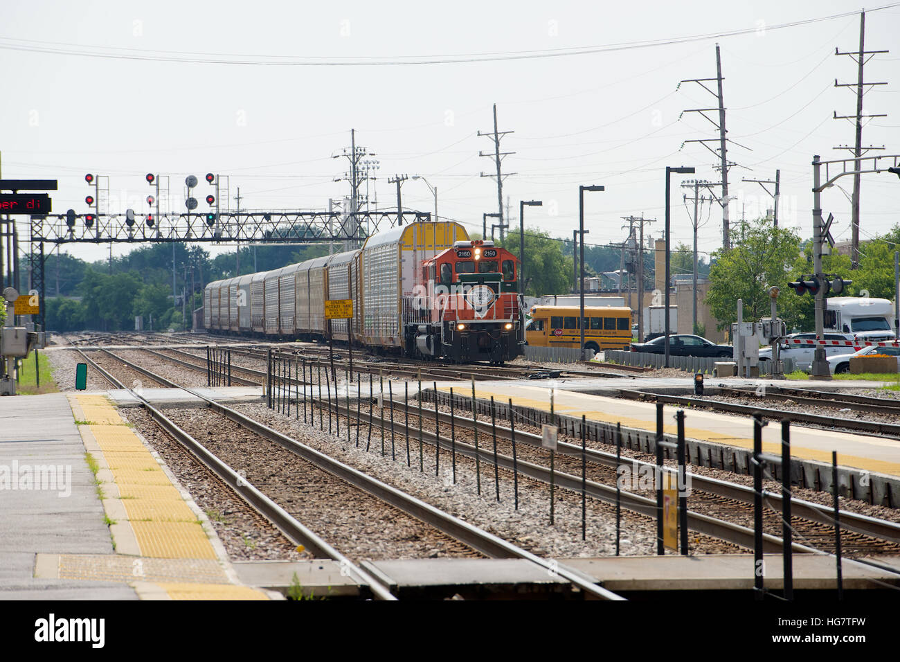 Indiana Harbor Belt Railroad betrieben Güterzug Franklin Park Bahnhof, Franklin Park, Chicago, Illinois, USA. Stockfoto