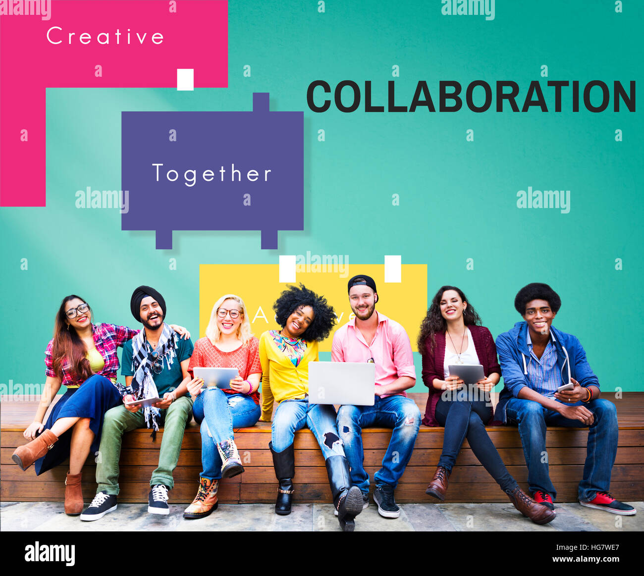 Leistung Teamarbeit kreative zusammen Zusammenarbeit Grafikkonzept Stockfoto