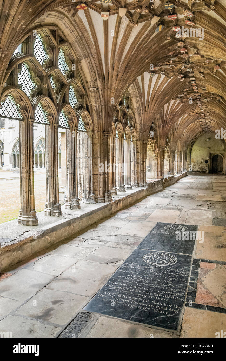 Gewölbter Flur in der Kathedrale von Canterbury, Kent, Südostengland Stockfoto