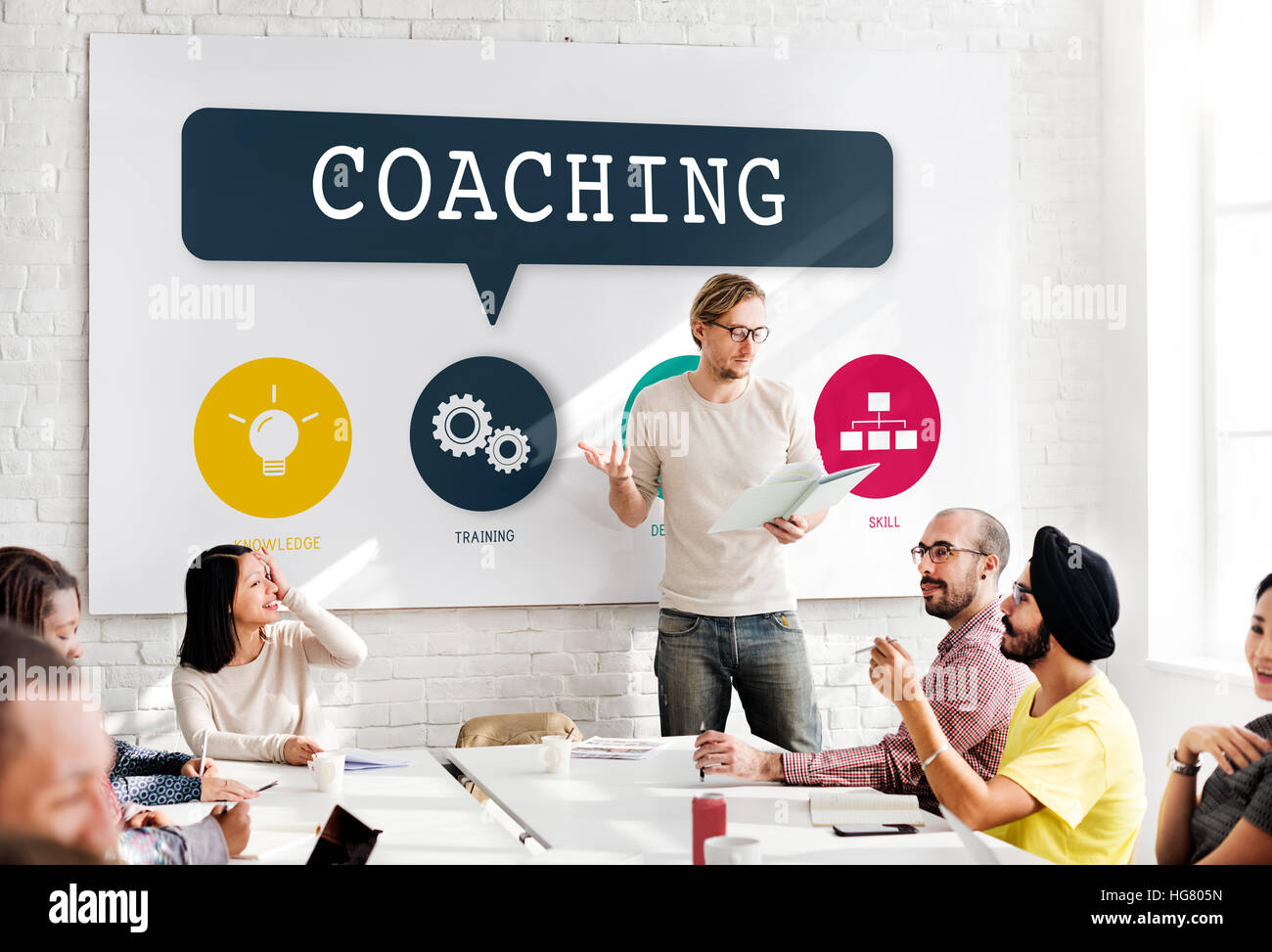 Coaching Ausbildung-Leistung Praxis Lernkonzept Stockfoto