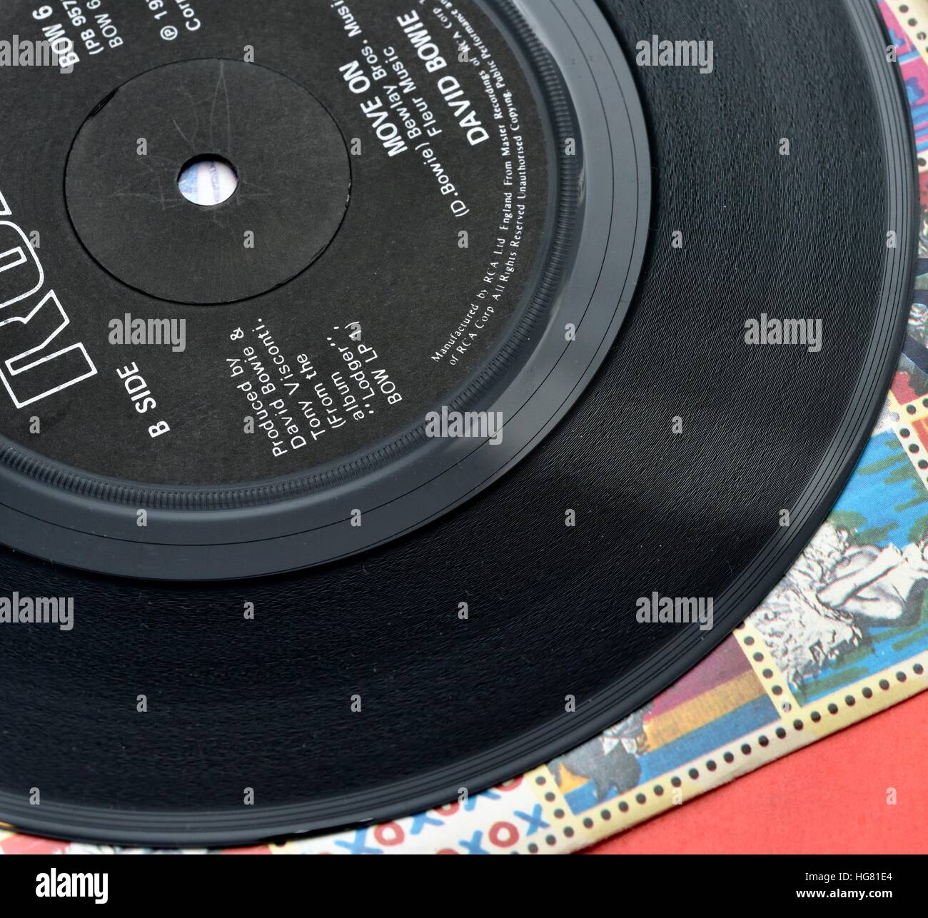 Eine Polyvinylchlorid Musik Record Disc. Stockfoto