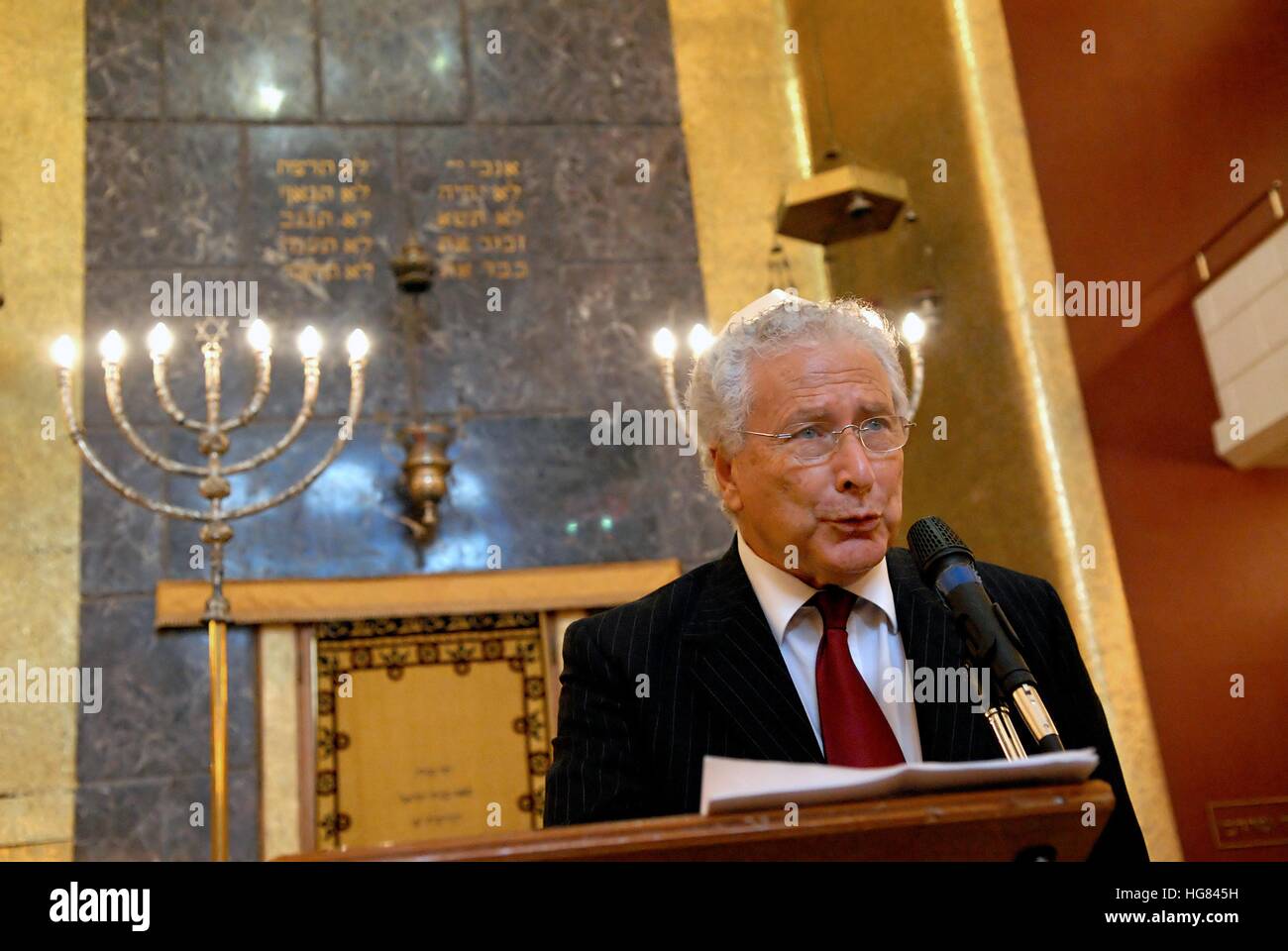 Synagoge in Mailand (Italien), Europäischer Tag der jüdischen Kultur, Renzo Gattegna, Präsident der Union der italienischen jüdischen Gemeinden Stockfoto