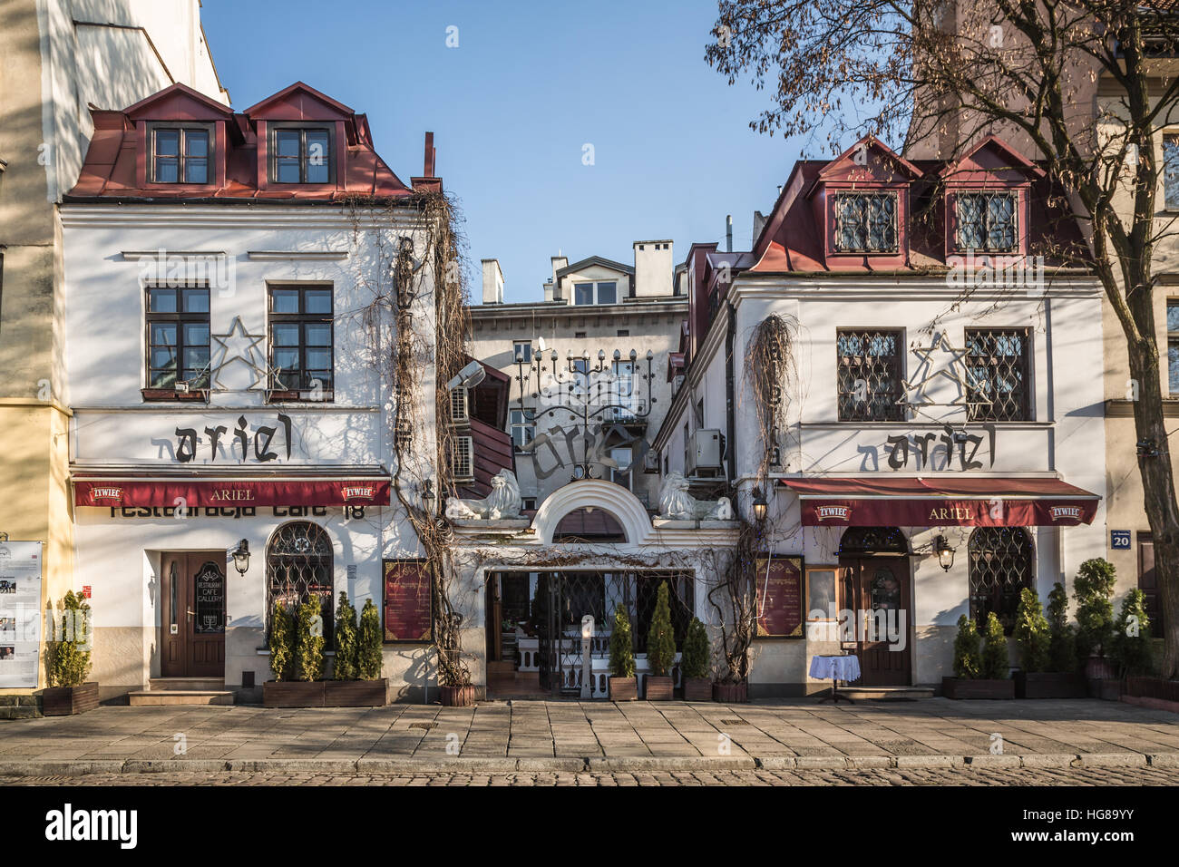 Polen, Krakau, Ariel Restaurant im Stadtteil Kazimierz Stockfotografie