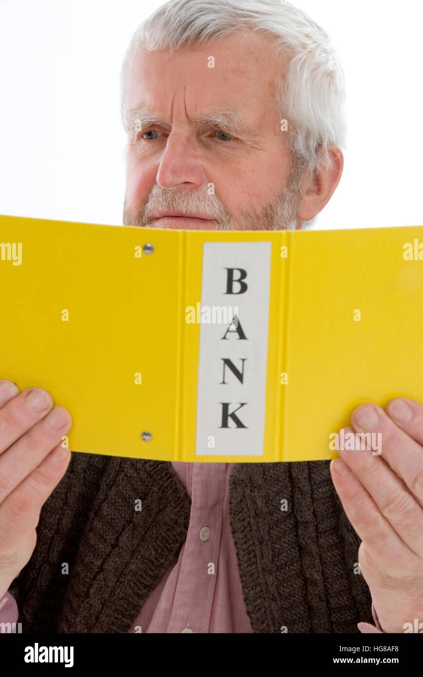 Rentner mit Bankkonten Stockfoto