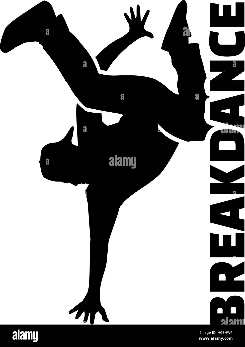 Breakdance-Silhouette mit Wort Stock Vektor