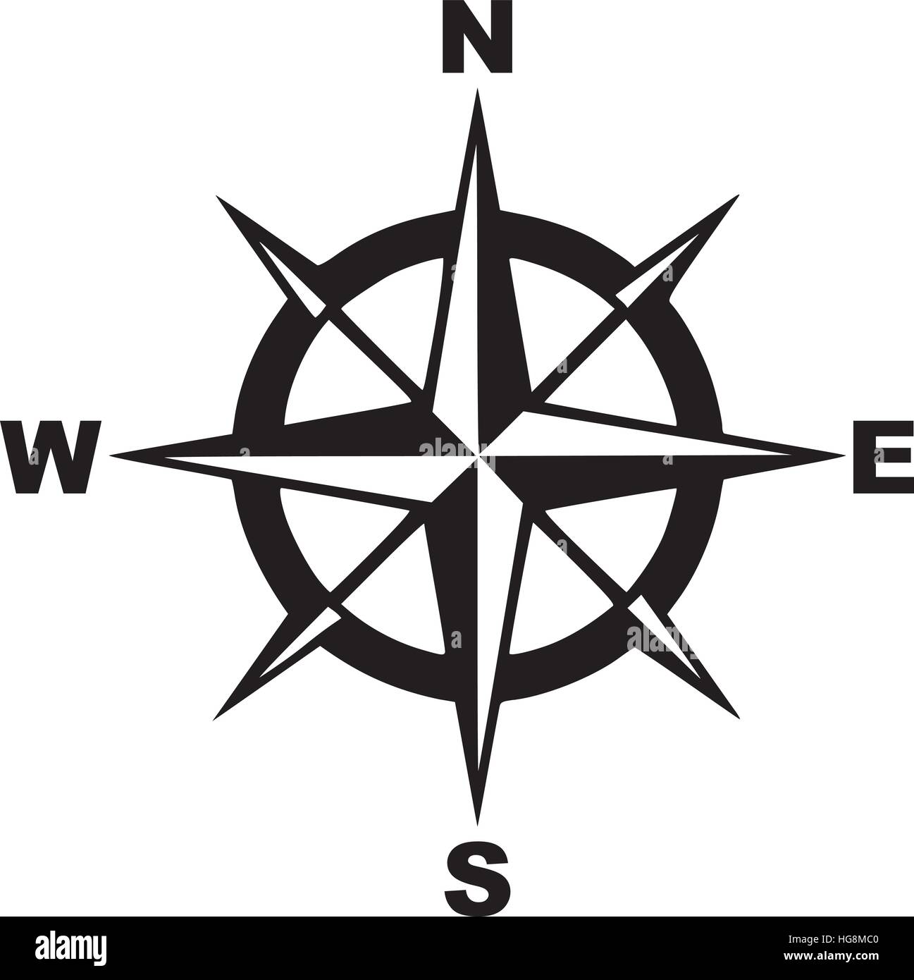 Kompass mit Norden Süden Osten Westen Stock Vektor