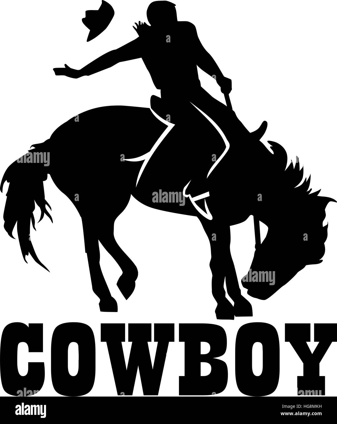 Rodeo Cowboy auf einem Pferd mit Cowboy-Wort Stock Vektor