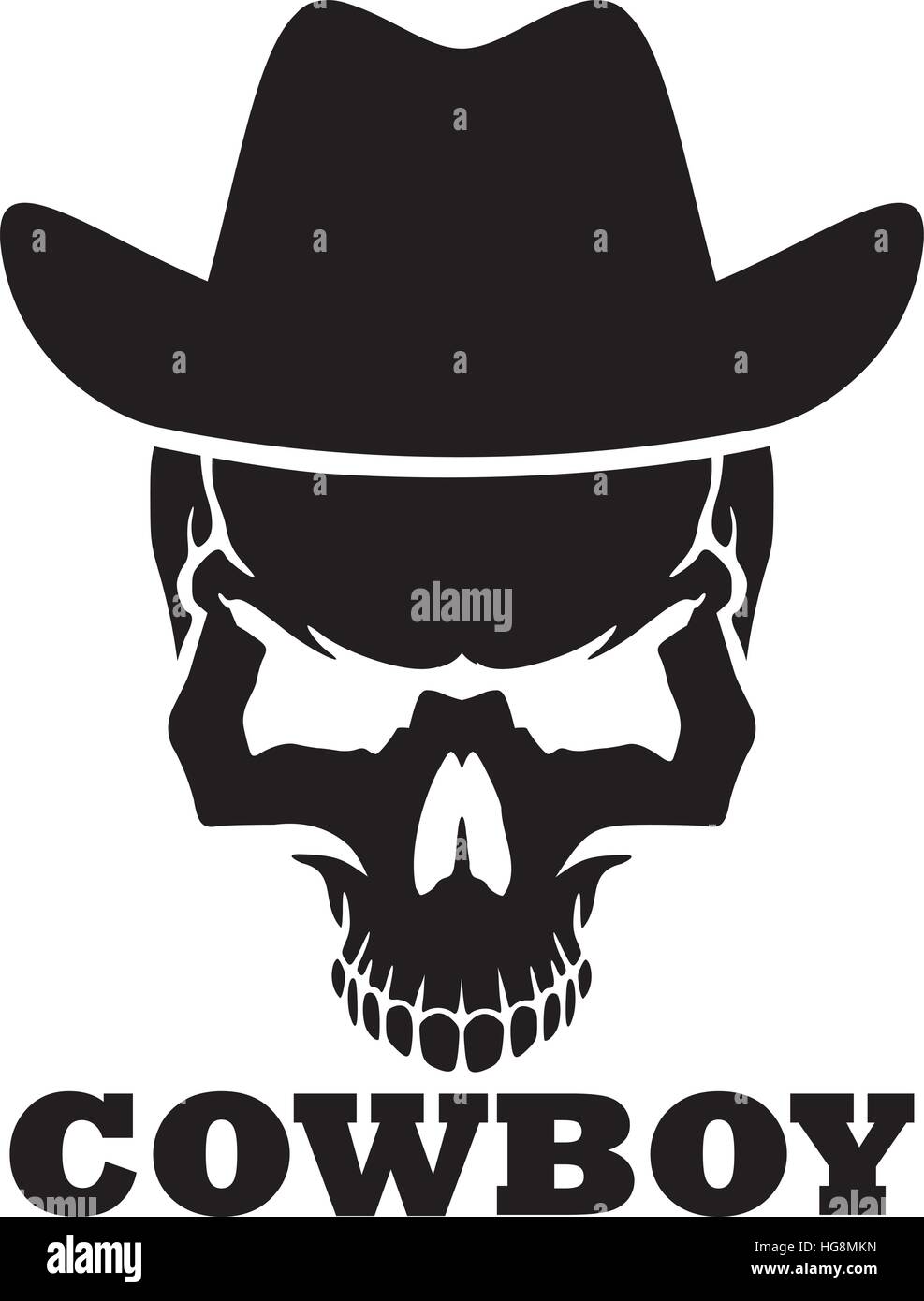 Cowboy Totenkopf mit western Hut Stock Vektor