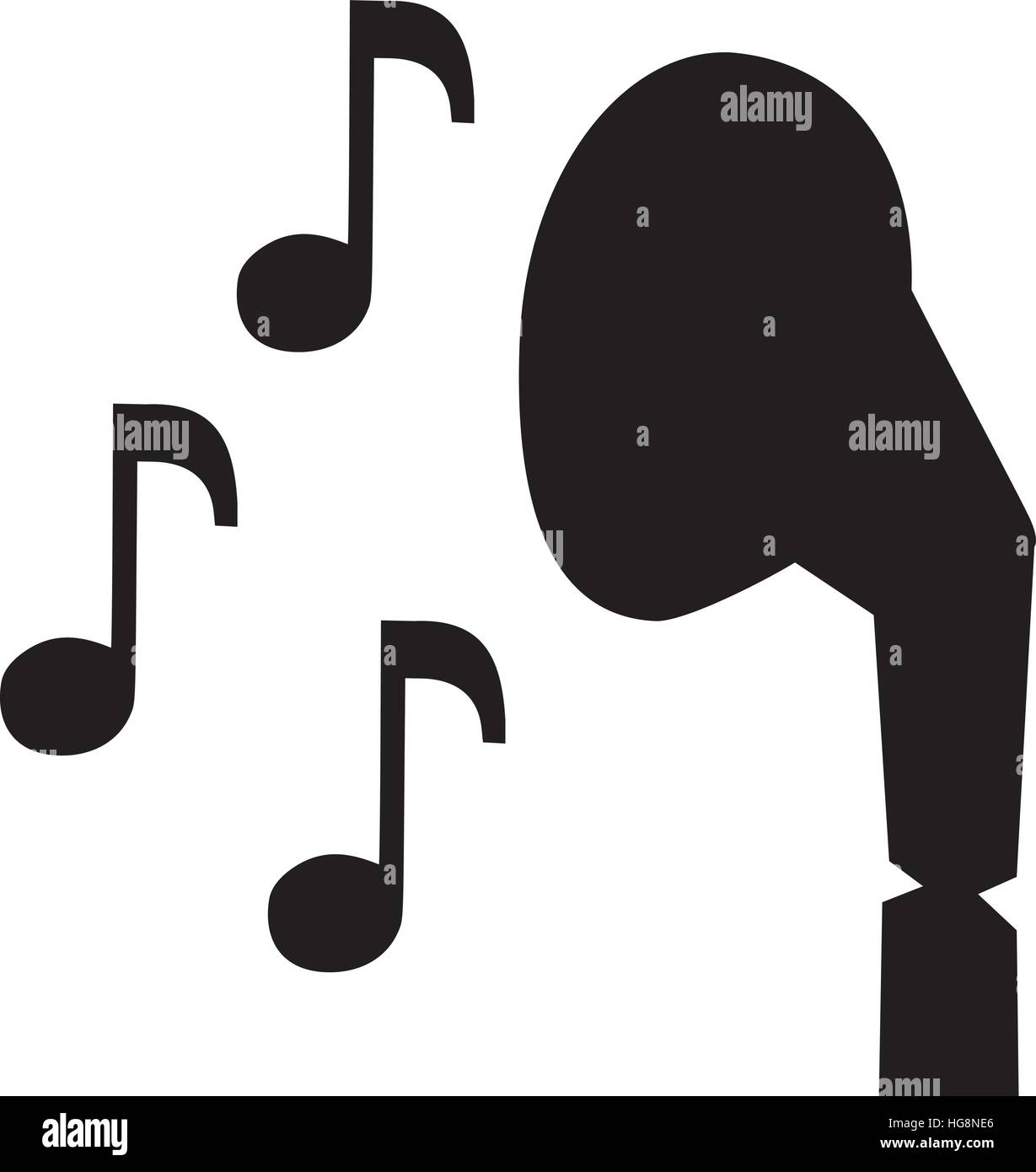Kopfhörer-Symbol mit Noten Stock Vektor