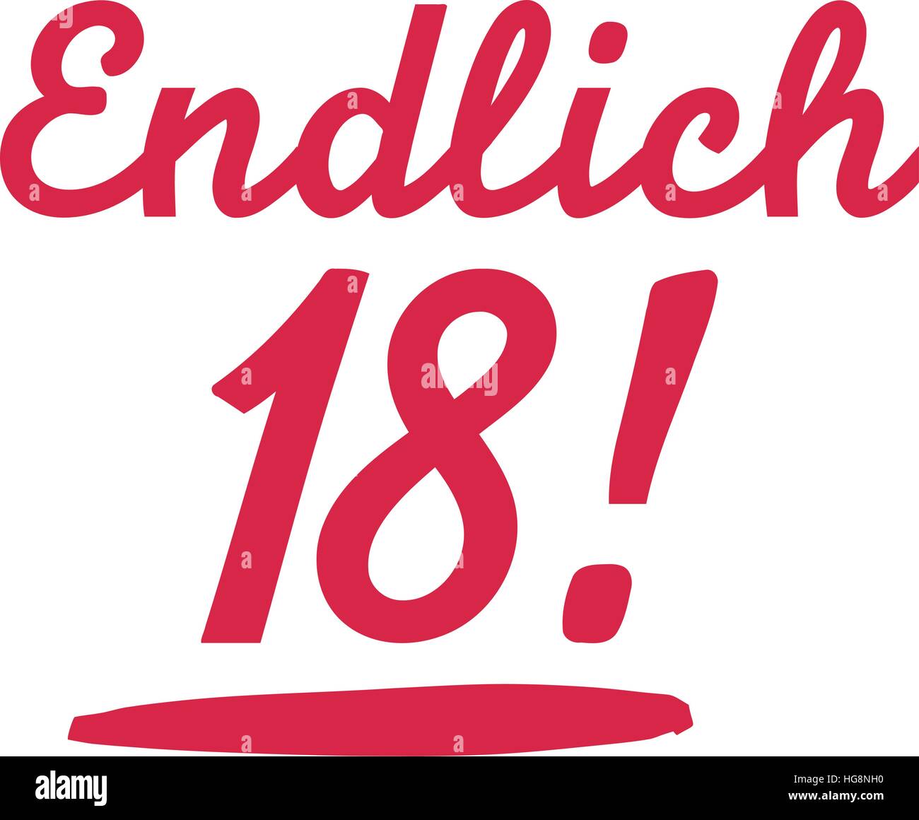 Endlich hand 18 geschrieben Deutsch Alamy