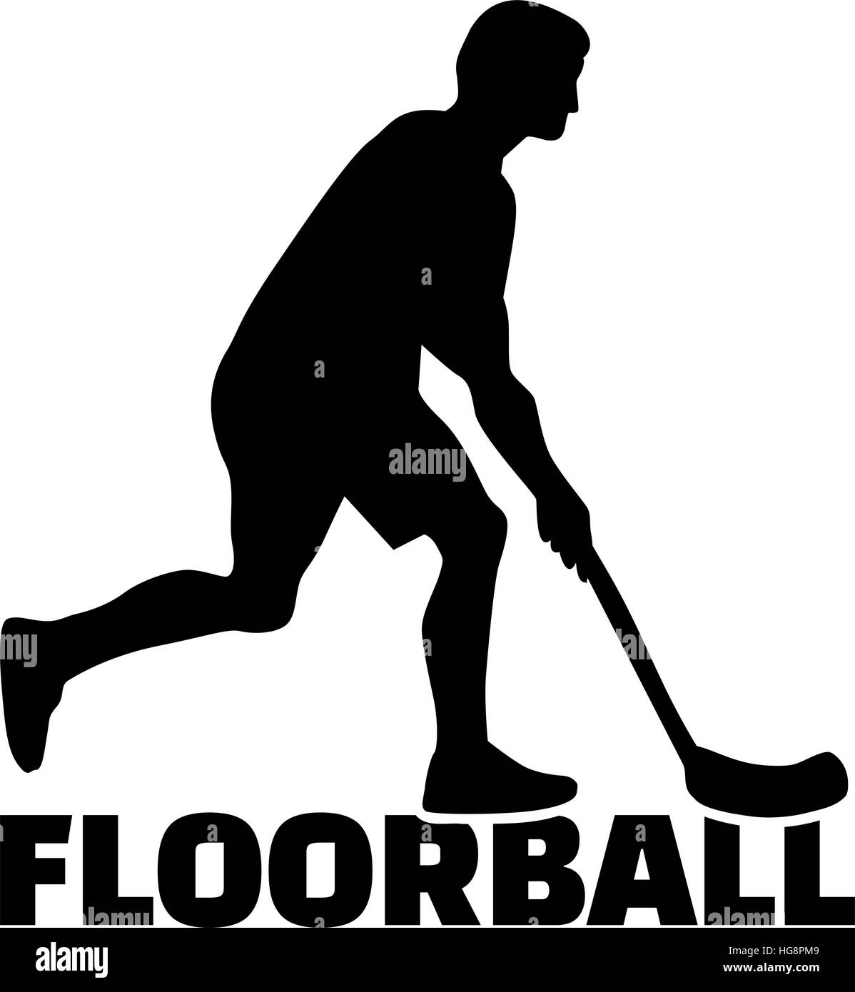 Floorball Spieler Mann mit word Stock Vektor