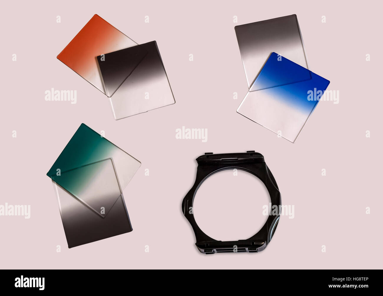 Studierte Fotografie Kamera Neutralfilter Filterhalter aus weißen Hintergrund isoliert. Stockfoto