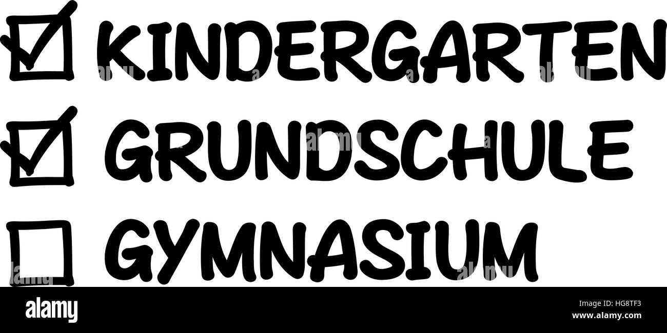 Starten Sie in der weiterführenden Schule. Checkliste mit Kindergarten und Grundschule. Stock Vektor