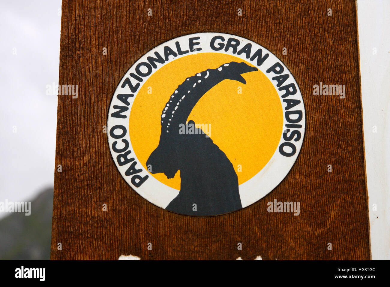 Impressionen: Logo: Steinbock, Gran Paradiso Nationalpark, Italienisch. Stockfoto