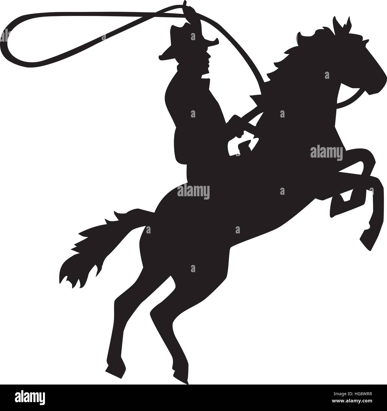 Rodeo-Reiter Cowboy mit Lasso auf Pferd Stock Vektor