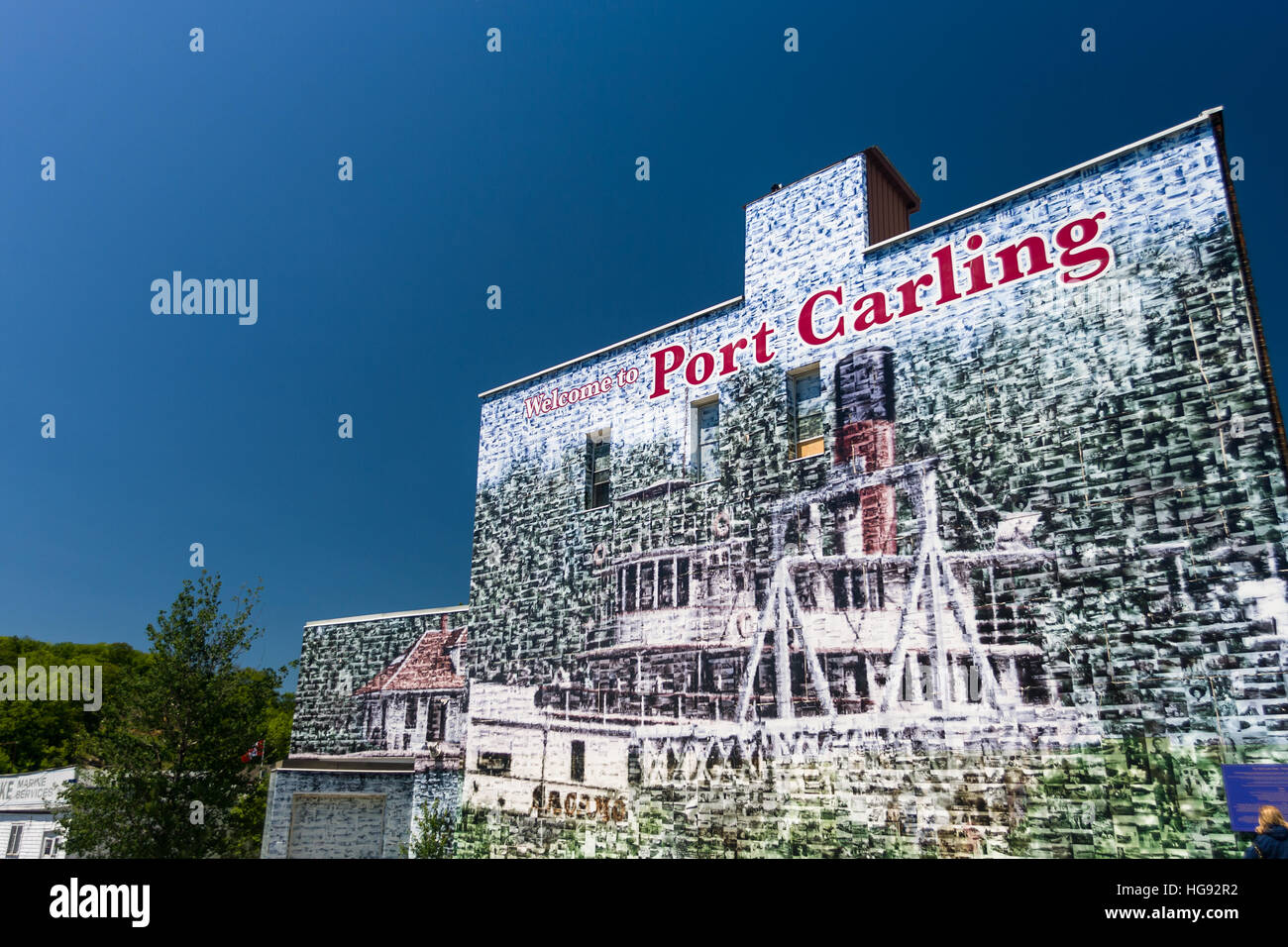 Port Carling Ontario, Kanada, liegt in der Muskoka Region und ein beliebter Ort für die Cottagers und Familien jeden Sommer. Stockfoto