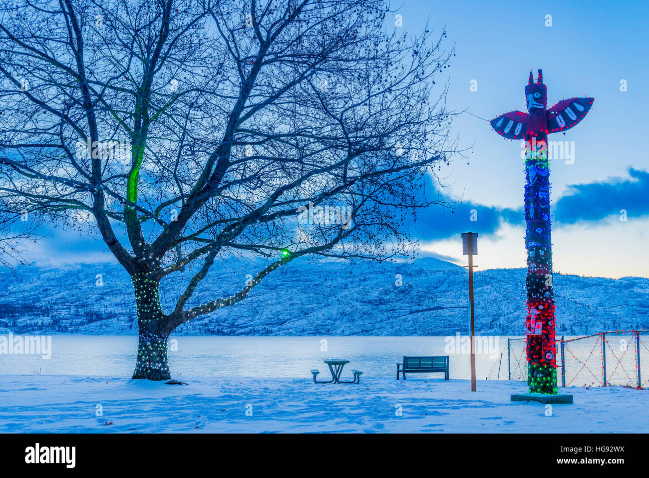 Weihnachten-Display, Peachland, British Columbia, Kanada. Stockfoto