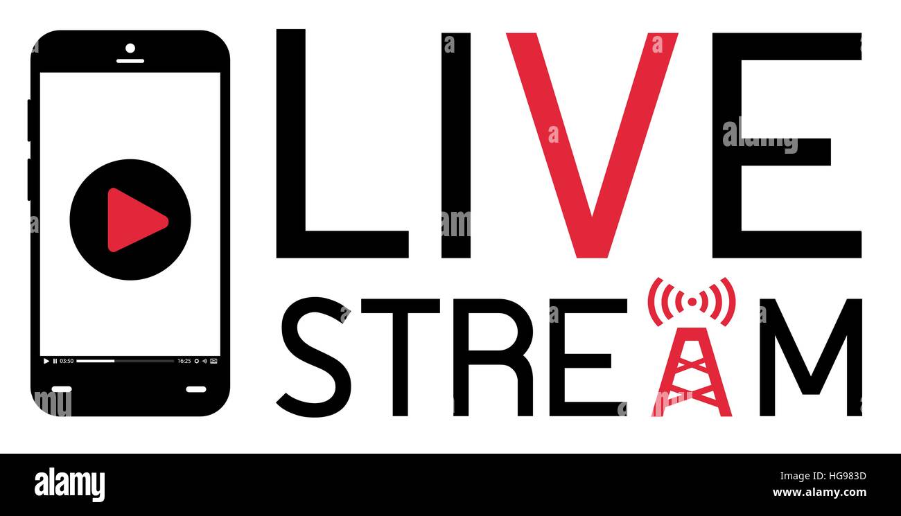 Smartphone-Mobile broadcast live-Stream-Logo-Vektor Stock Vektor