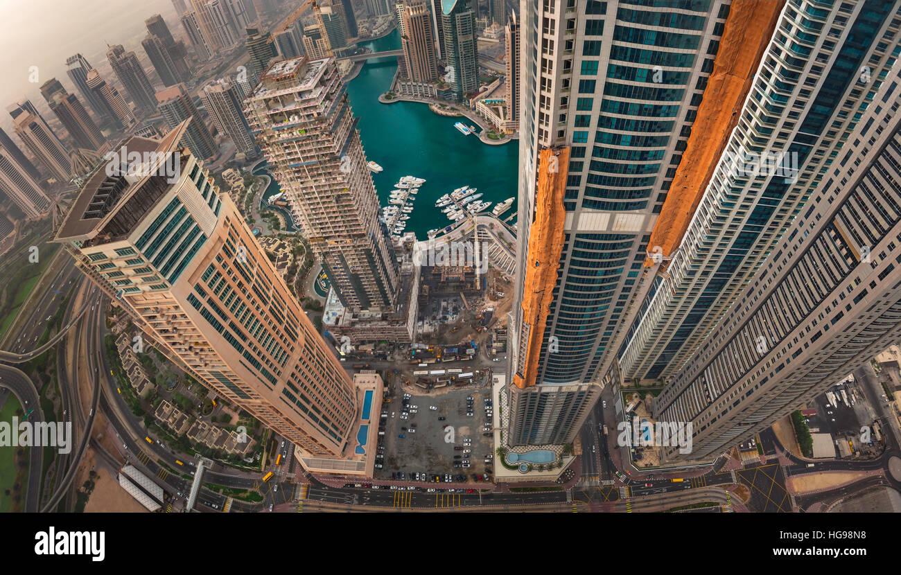 Dubai Marina Towers Draufsicht Stockfoto