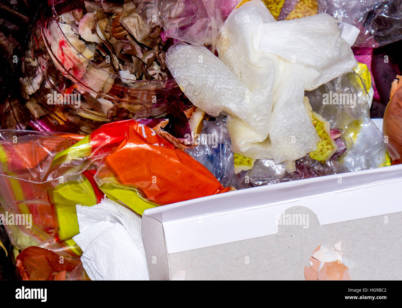 Die Essen Müll Textur und Objekte. Stockfoto