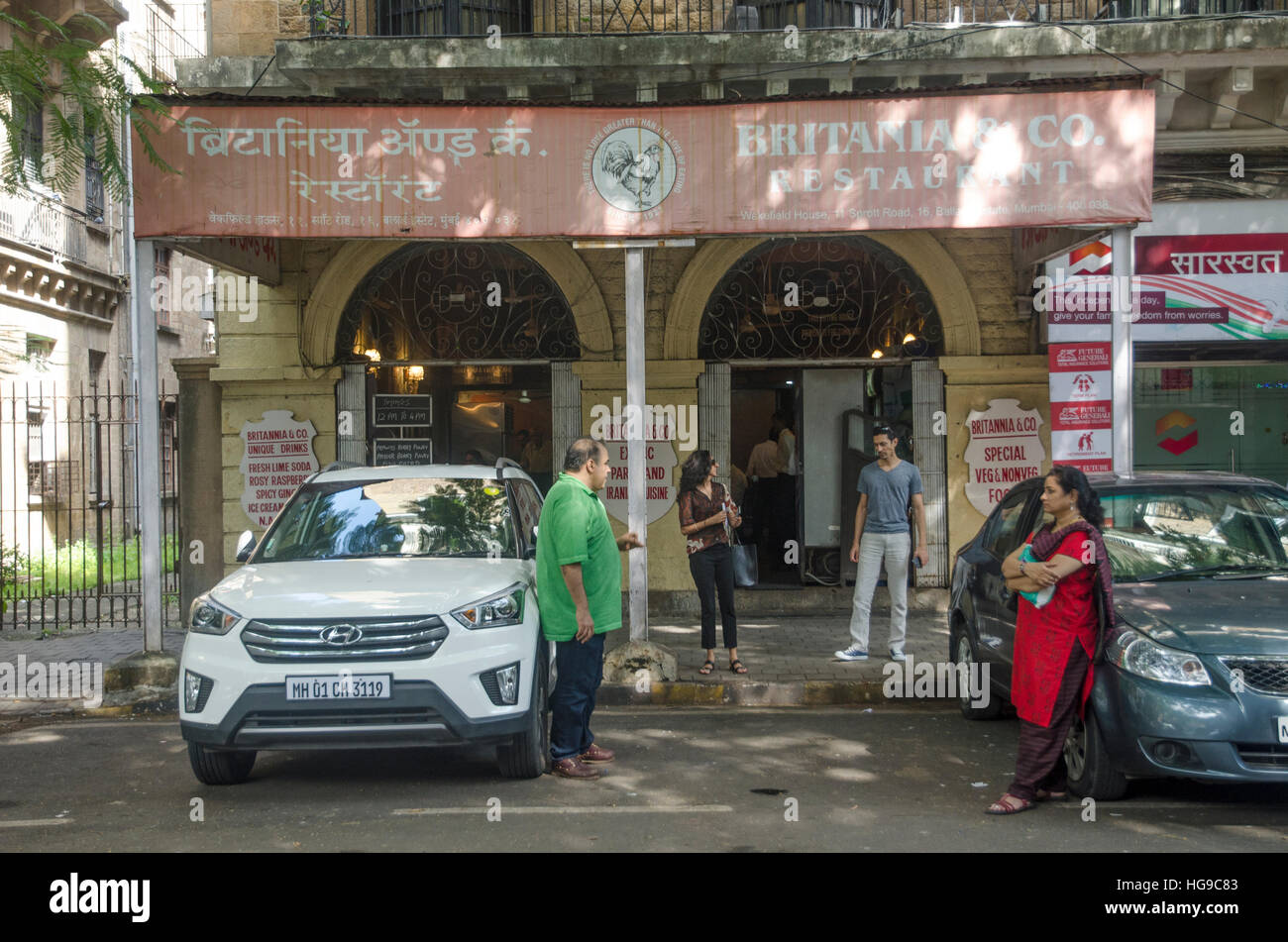 Außenseite des Britannia Restaurants in Mumbai, Indien Stockfoto
