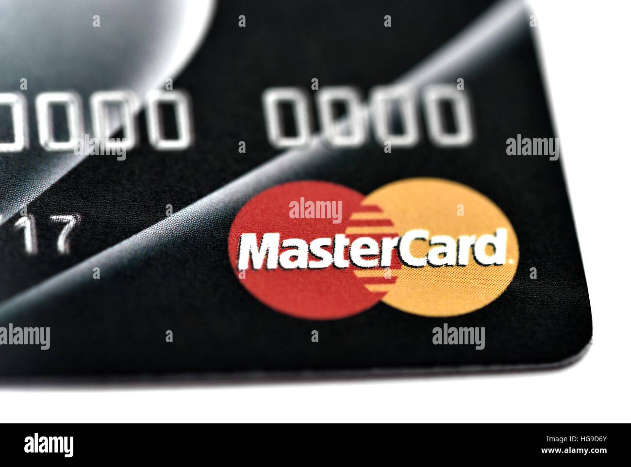 MasterCard Kreditkarte in der Nähe von Makro Stockfoto