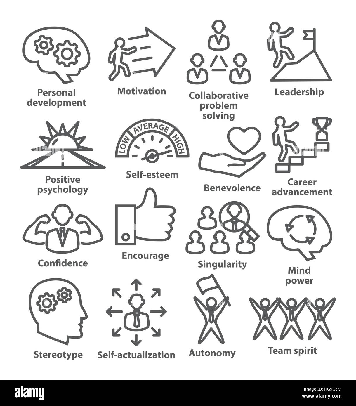 Business Management-Symbole im Linienstil. 16 zu packen. Stock Vektor