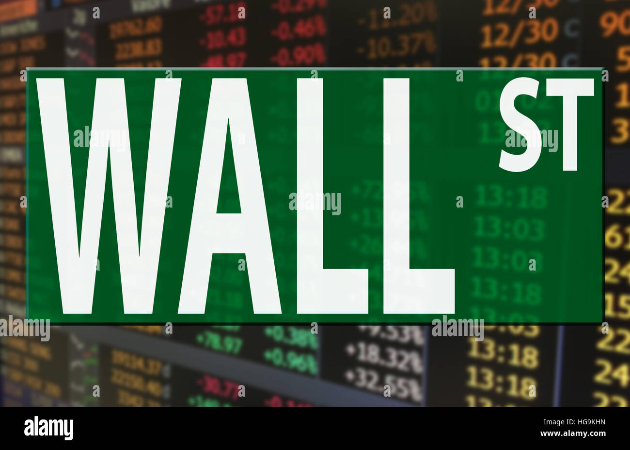 ein Wall-Street-Logo am Aktienmarkt Preisindex Stockfoto