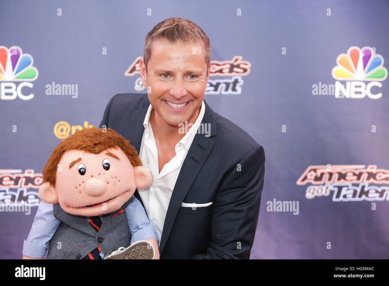 Paul Zerdin Arrives in America es Got Talent, Saison 10 live Halbfinale in der Radio City Music Hall in New York City. Stockfoto