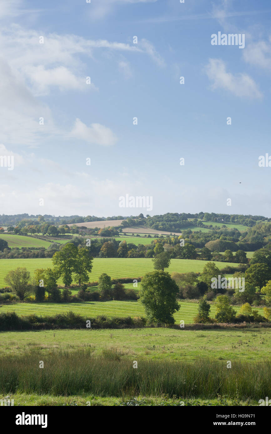 Eine hügelige Landschaft im Dorf und Zivilgemeinde Wigginton, Oxfordshire, England, UK Stockfoto