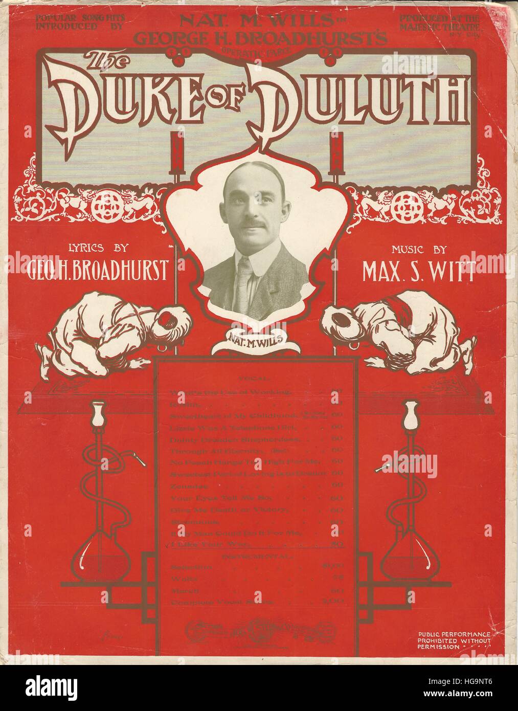 "Der Herzog von Duluth" 1905 musikalische Noten zu decken Stockfoto