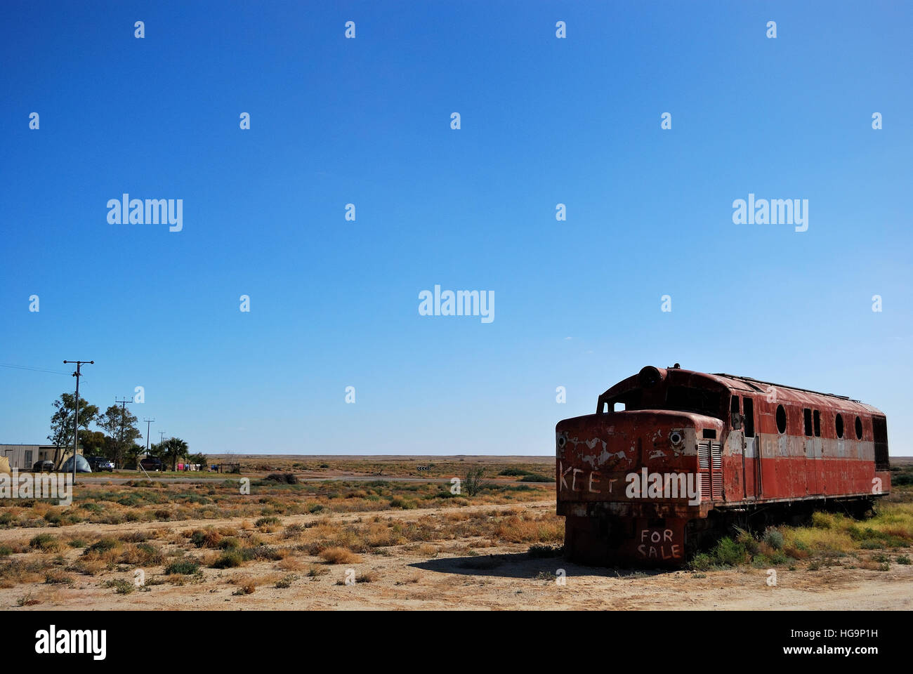 Verlassenen Bahnhof Trainer in Marree, South Australia Stockfoto