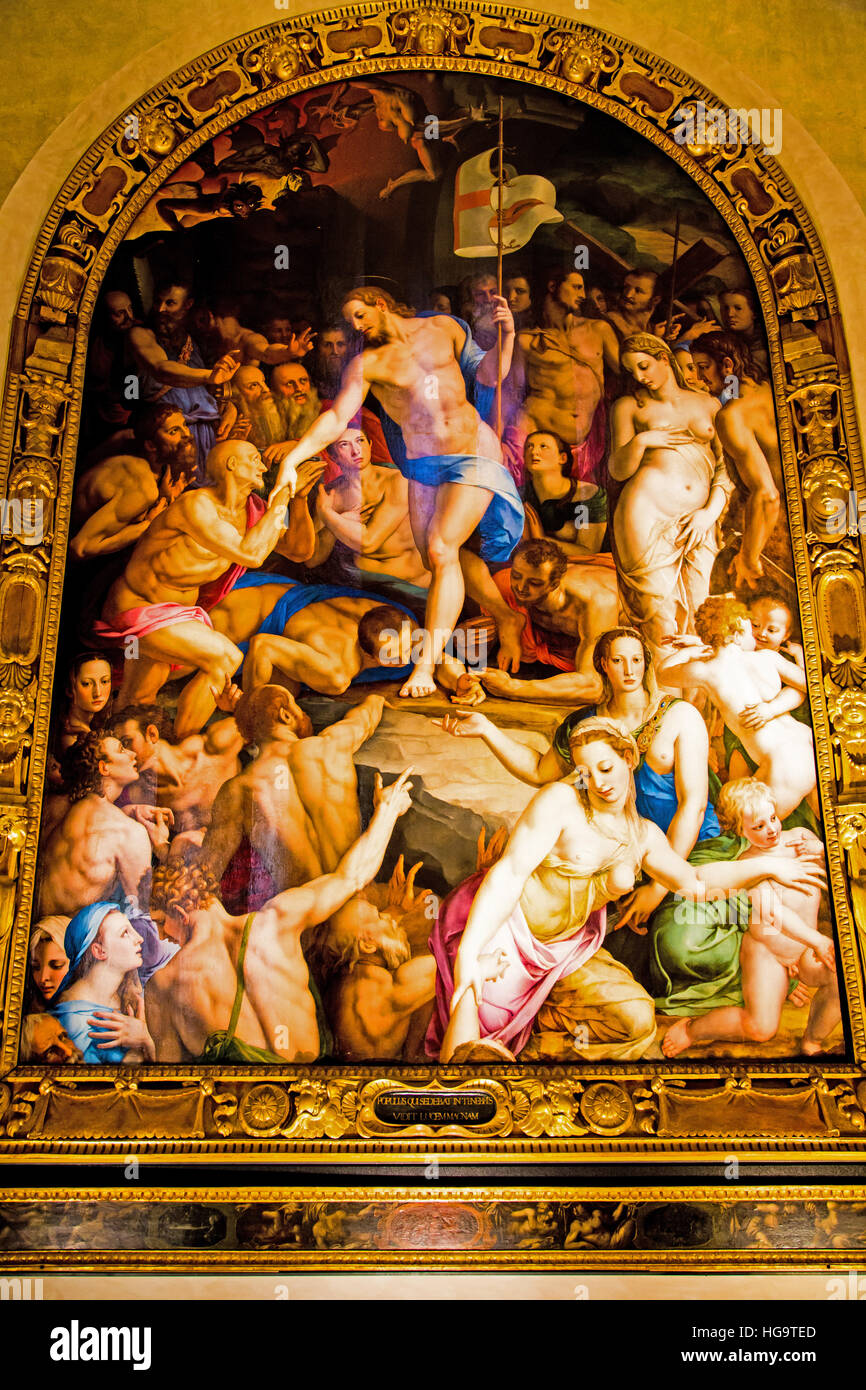 "Der Abstieg Christi in Limbo" von Bronzino in die Basilika Santa Croce in Florenz Italien Stockfoto