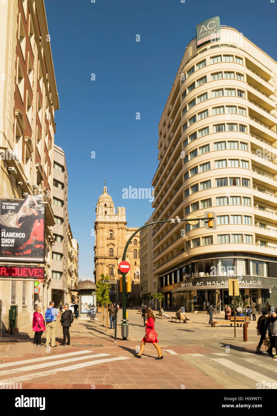 Málaga, Costa Del Sol, Provinz Malaga, Andalusien, Südspanien.  Das 4-Sterne Hotel Malaga Palacio an der Ecke Calle Cortina de Muelle und Ca Stockfoto