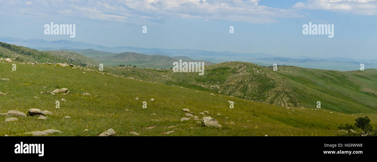 Die Panorama-Landschaft des Hustai National Park Stockfoto