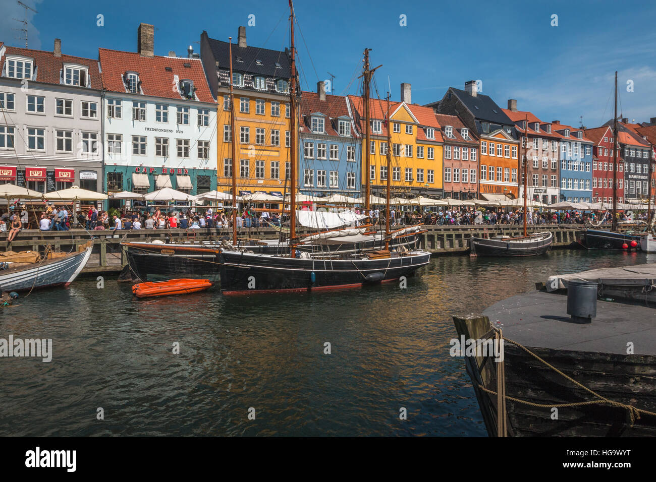 Schöne Aussicht von Nyhavn in Kopenhagen in Dänemark Stockfoto