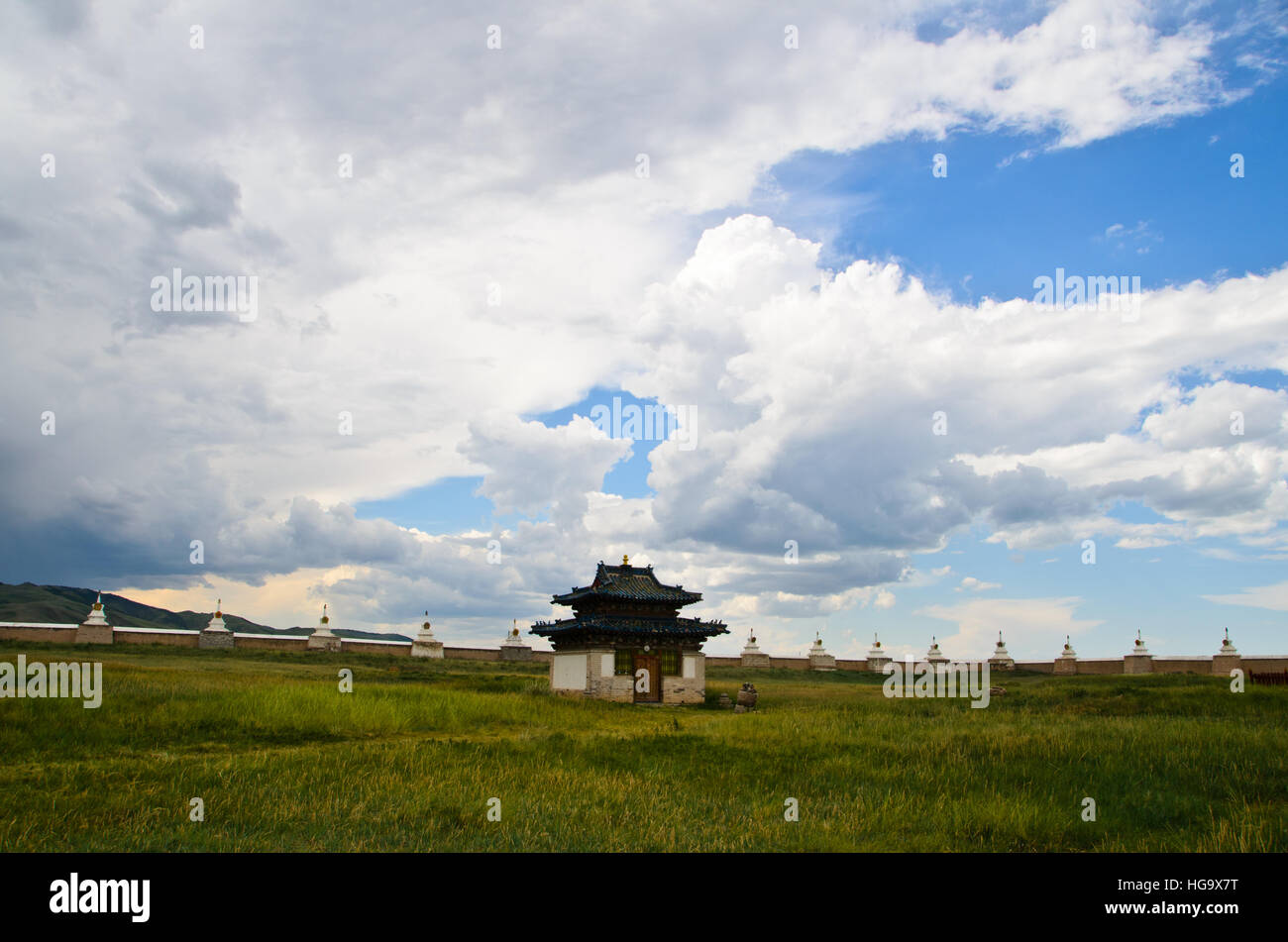 Landschaft des Erdene Zuu Klosters, Ovorkhangai. Stockfoto