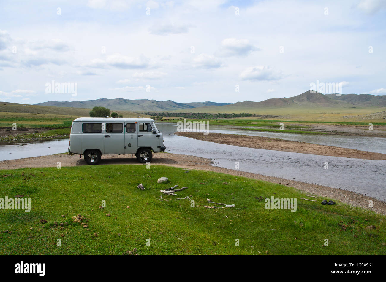 Eine russische van "Purgan", das wesentliche Fahrzeug, Mongolei zu erkunden. Stockfoto