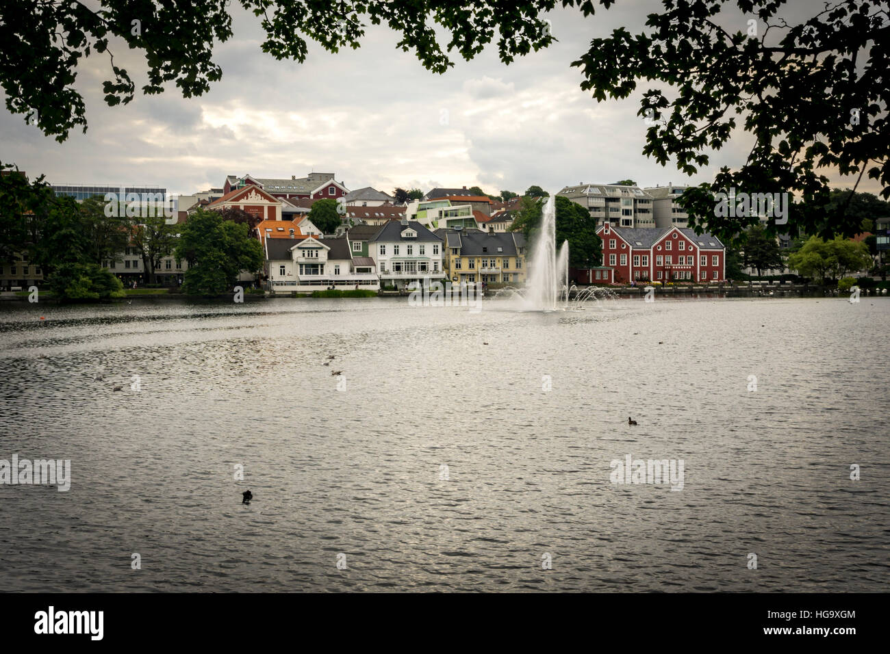 Blick auf den Brunnen in Breiavatnet, Stavanger, Norwegen Stockfoto