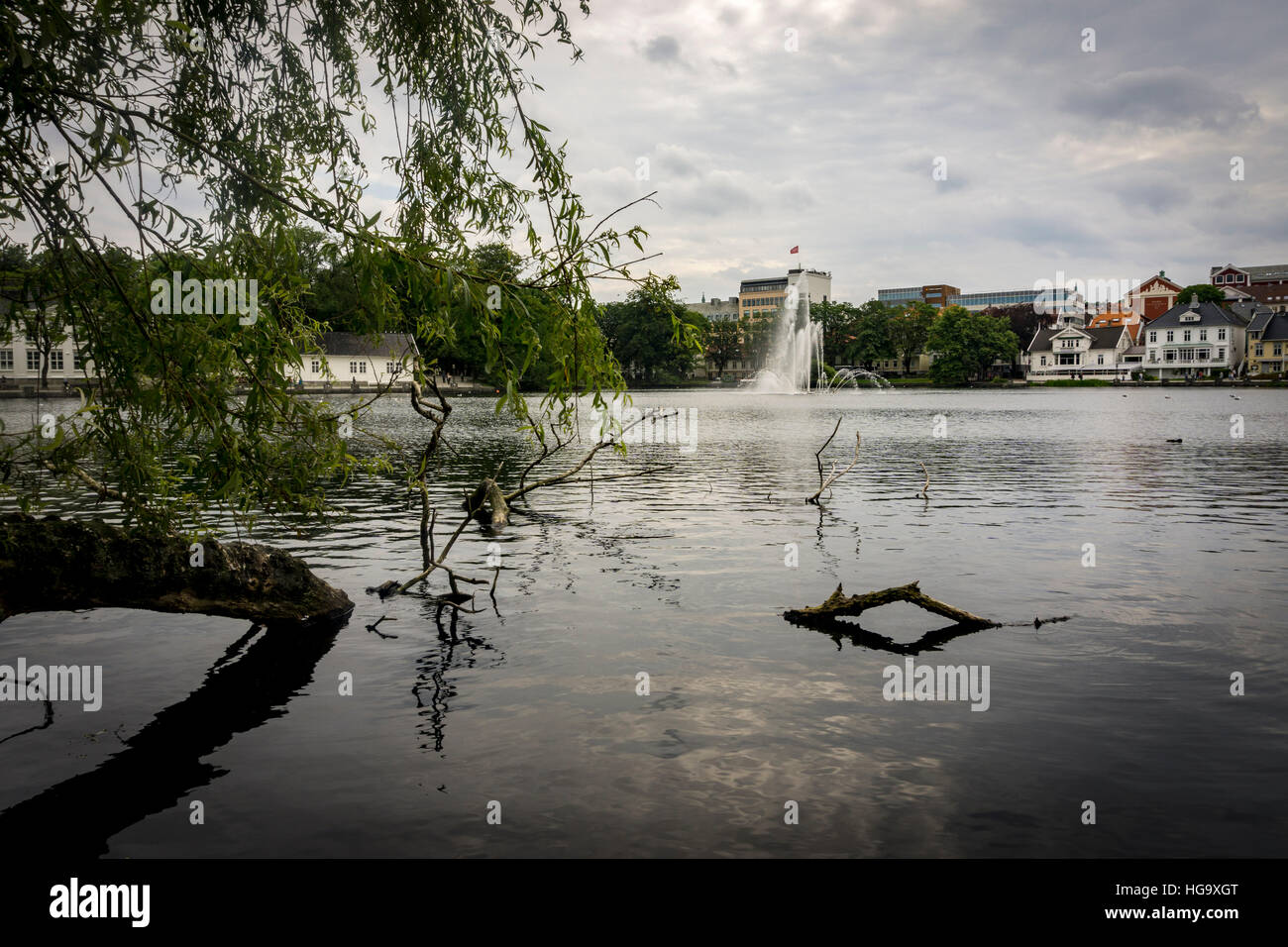 Blick auf den Brunnen in Breiavatnet, Stavanger, Norwegen Stockfoto