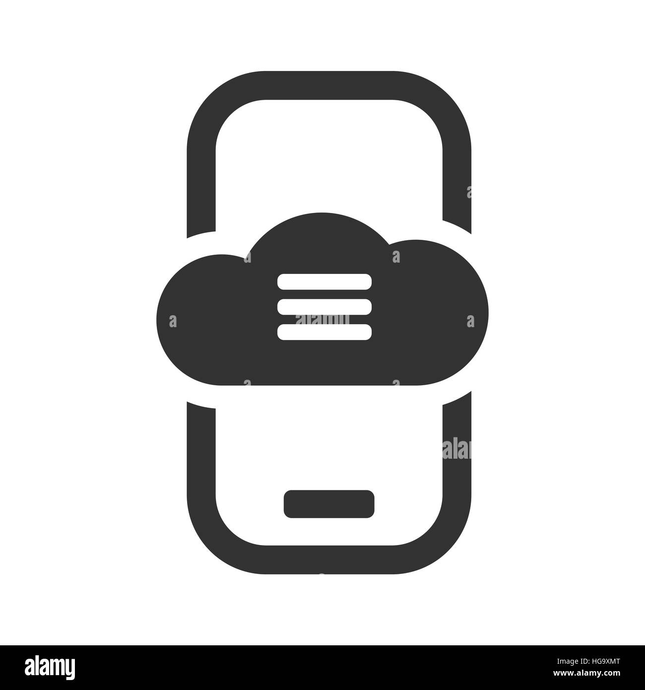 Mobile Cloud Storage Service-Symbol auf weißem Hintergrund Stock Vektor