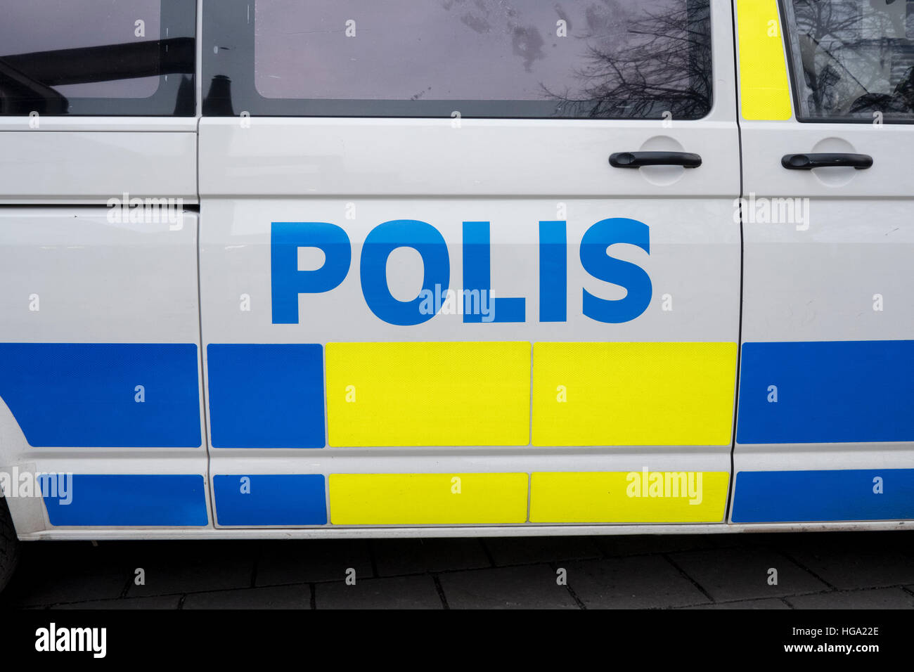 Schwedische Polizei-Auto. Stockfoto