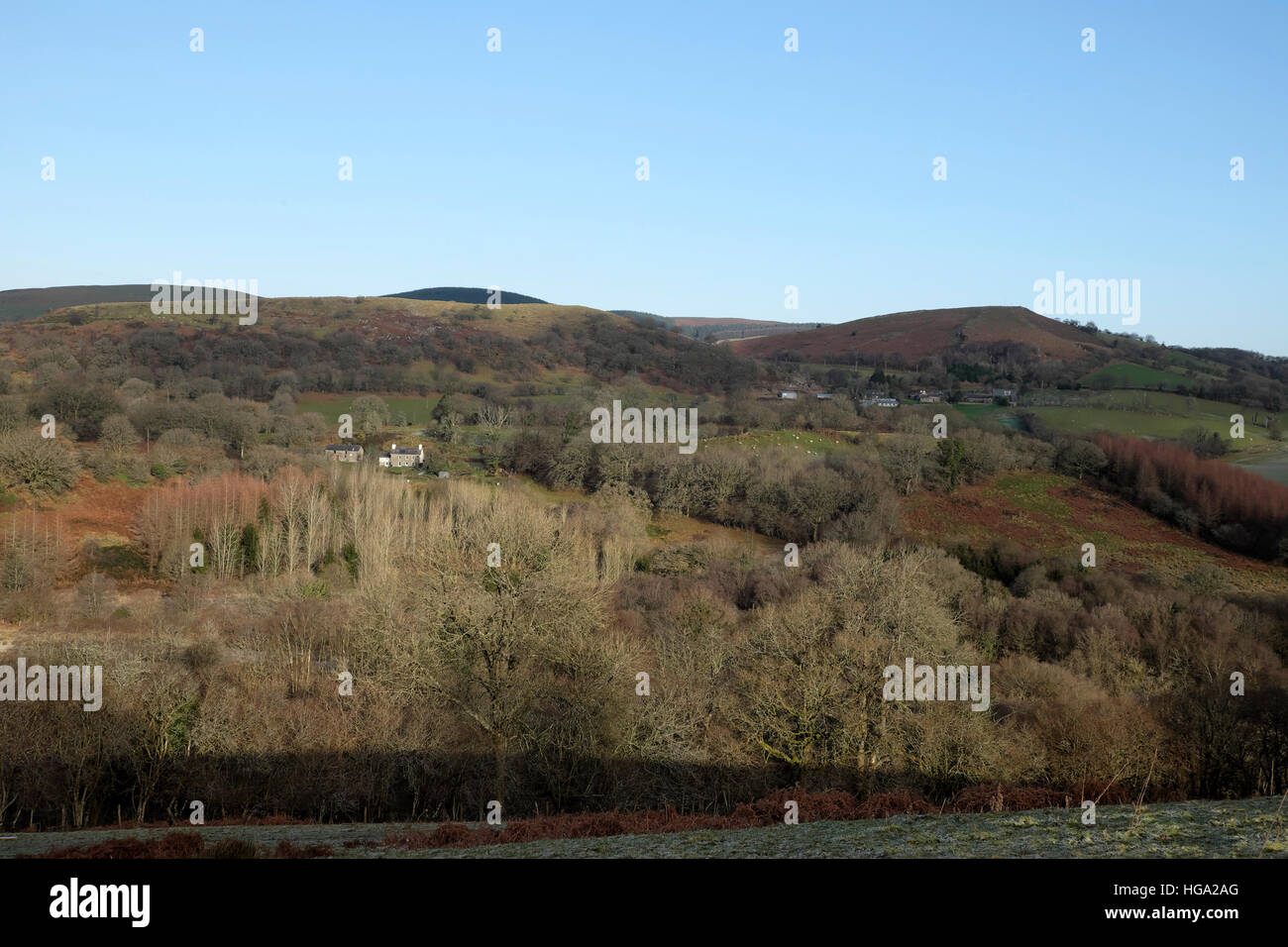 Landhäuser Eigenschaften Landschaft in Carmarthenshire Landschaft Winter 2016 in Wales, Großbritannien UK KATHY DEWITT Stockfoto