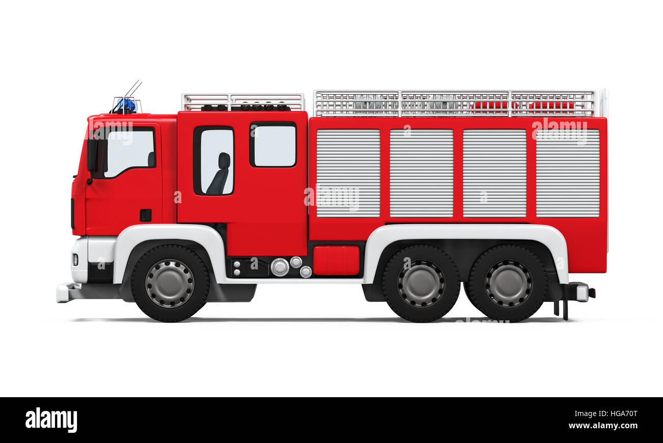 Feuerwehr Lkw isoliert Stockfoto