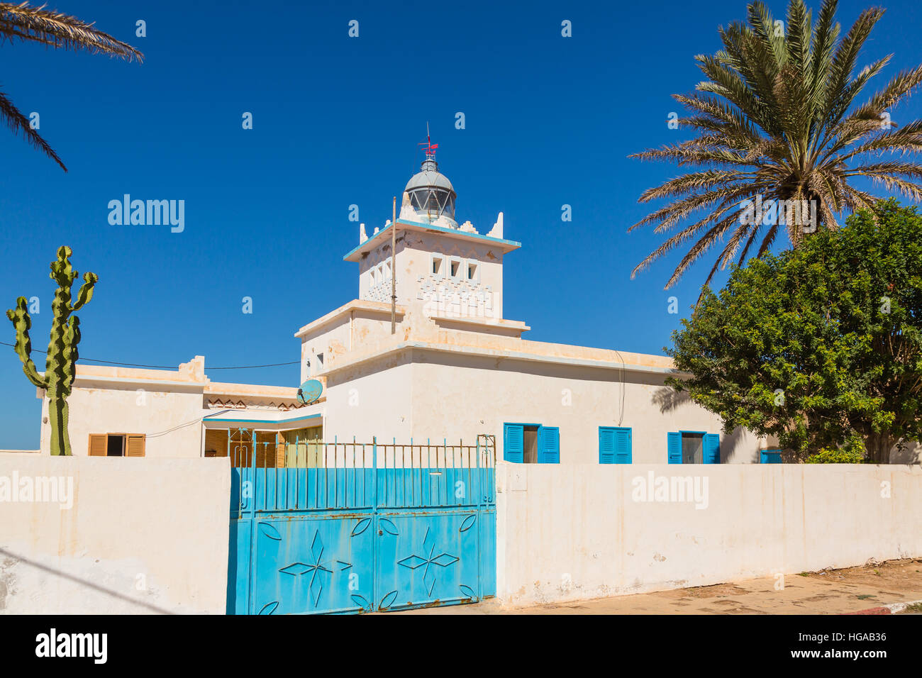 Leuchtturm an der Küste von Sidi Ifni, südwestlichen Marokko, Atlantik Stockfoto