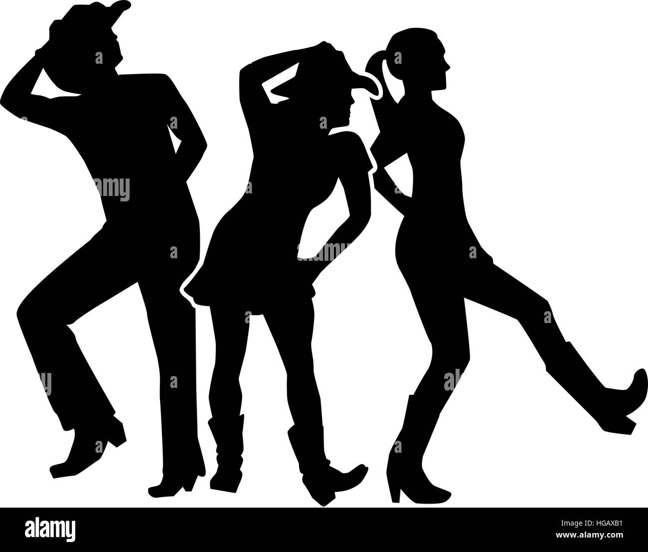 Line Dance Gruppe Stock Vektor