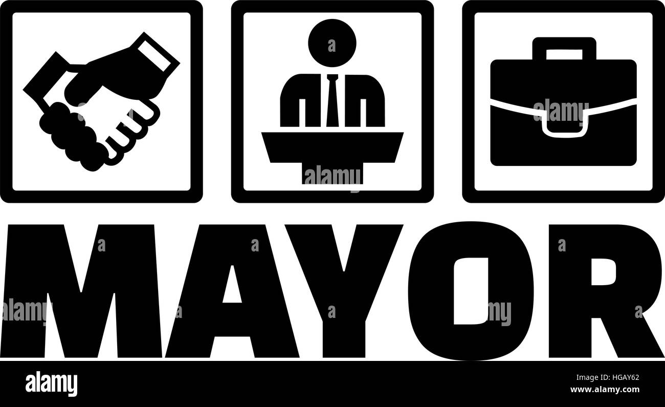 Bürgermeister mit Symbolen Stock Vektor