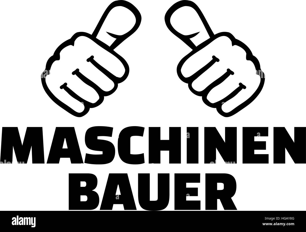 Maschinenbau-Ingenieur Daumen. Deutschen t-shirt-Design. Stock Vektor